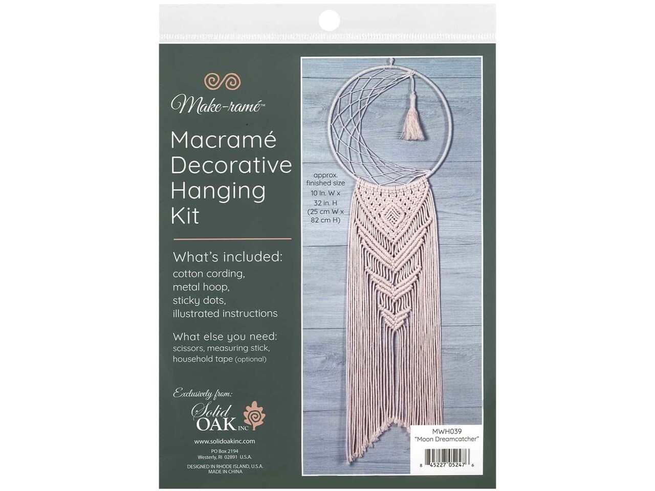 Solid Oak Make-rame Macrame Wall Hanger Moon Dreamcatcher Kit